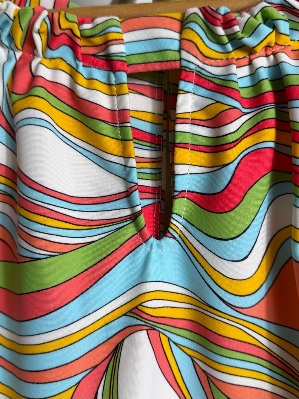 Jude Connally Psychedelic Ripple Halter Tank in Red, Green, Blue, Yellow - Picture 3 of 4